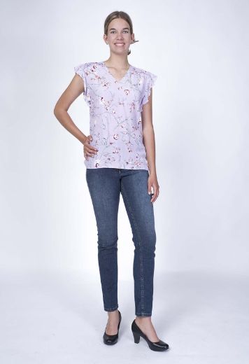 Picture of Viscose top with bow and floral print, purple