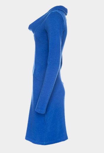 Image de Robe à manches longues avec col en cascade en coton biologique GOTS, bleu