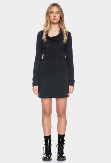 Picture of Long sleeve dress with waterfall collar organic cotton GOTS, anthracite