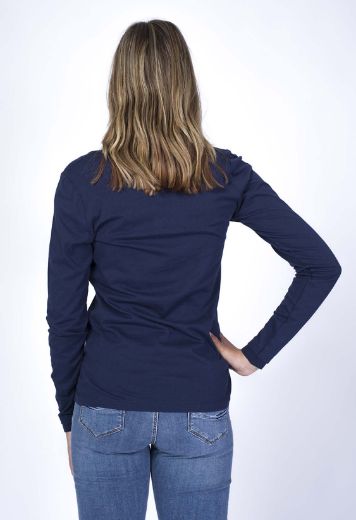 Picture of Long sleeve tee organic cotton with rib detail, navy blue