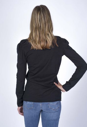 Picture of Long sleeve tee organic cotton with ruffle detail, black