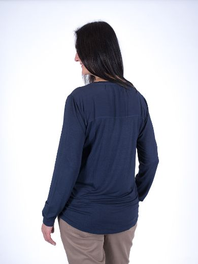 Picture of Blouse shirt round neck with rib detail