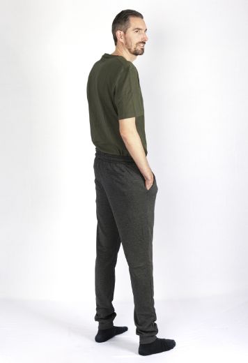 Image de Pantalon de Survêtement avec Manchettes, anthracite chiné