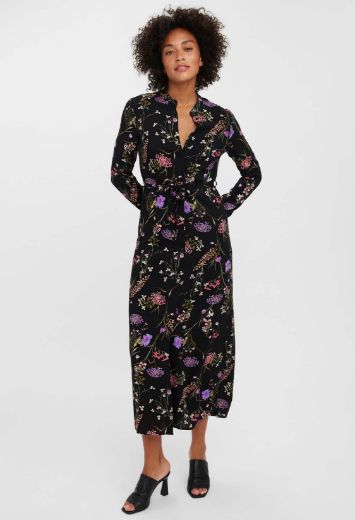 Picture of Vero Moda Tall Easy Shirt Dress Midi, black mille fleur