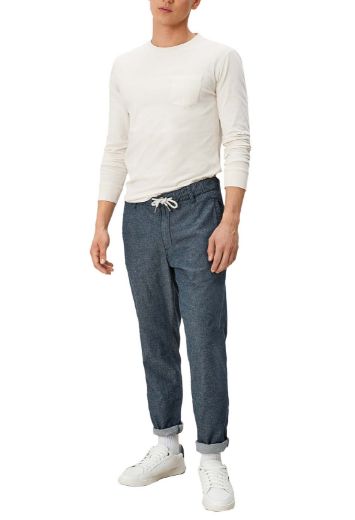 Picture of s.Oliver Tall Trousers Phoenix Detroit with Linen L36 & L38 Inch, blue melange