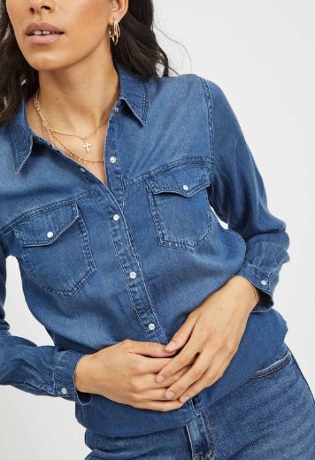 Picture of VILA Vero Moda Tall Bista Jeans Blouse with Tencel