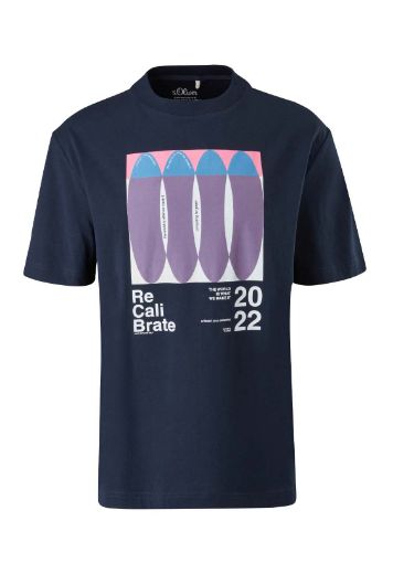 Image de T-shirt Imprimé à Col Rond, bleu
