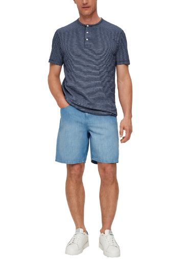Picture of s.Oliver Tall T-Shirt with Henley Collar, blue stripes