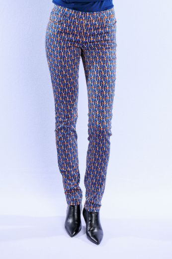 Picture of Tall Pamela Slim Fit Trousers L38 Inch, blue toffee print