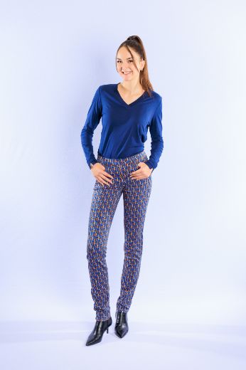 Image de Tall Pamela Slim Fit Pantalon L38 pouce, imprimé bleu toffee