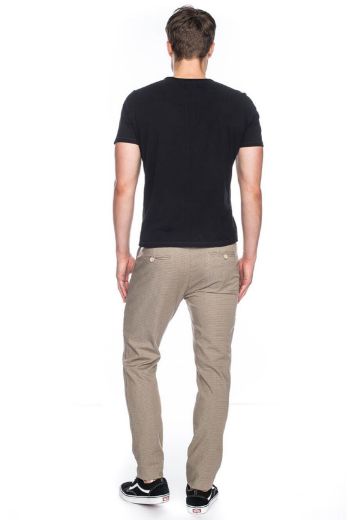 Image de Dino pantalon style chino L38 pouces, brun à carreaux fin